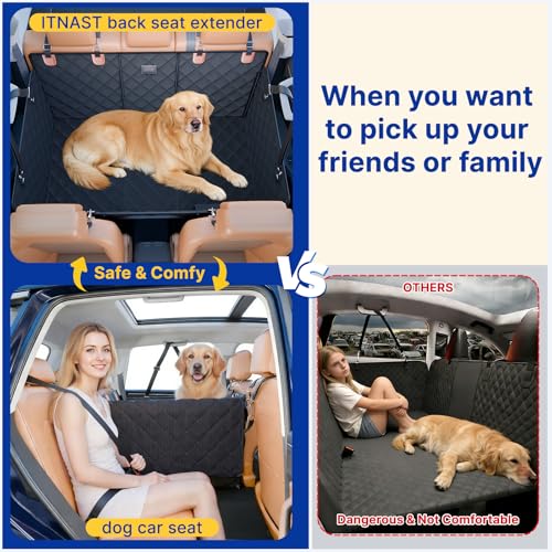 Convertible Back Seat Extender for Dogs Hard Bottom Dog Car Seat Cover for Back Seat
