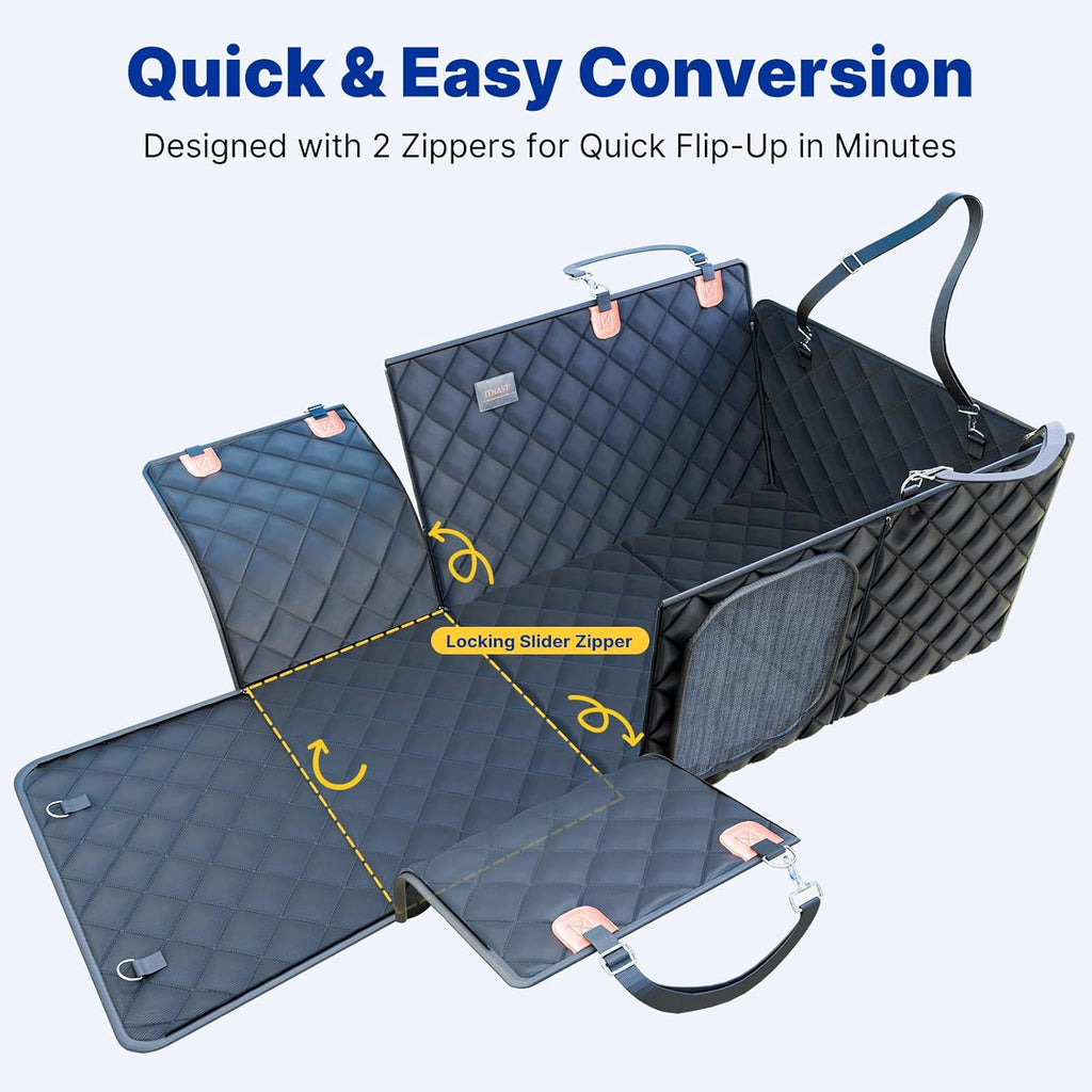 Convertible Back Seat Extender for Dogs Hard Bottom Dog Car Seat Cover for Back Seat