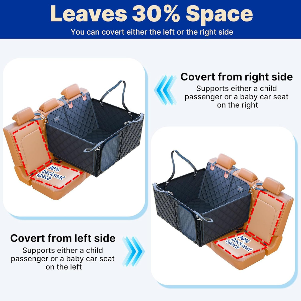 Convertible Back Seat Extender for Dogs Hard Bottom Dog Car Seat Cover for Back Seat