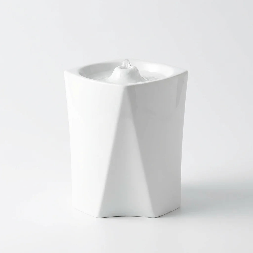 PawsPrank Minimalist Ceramic Cat Water Fountain - Silent & Pure